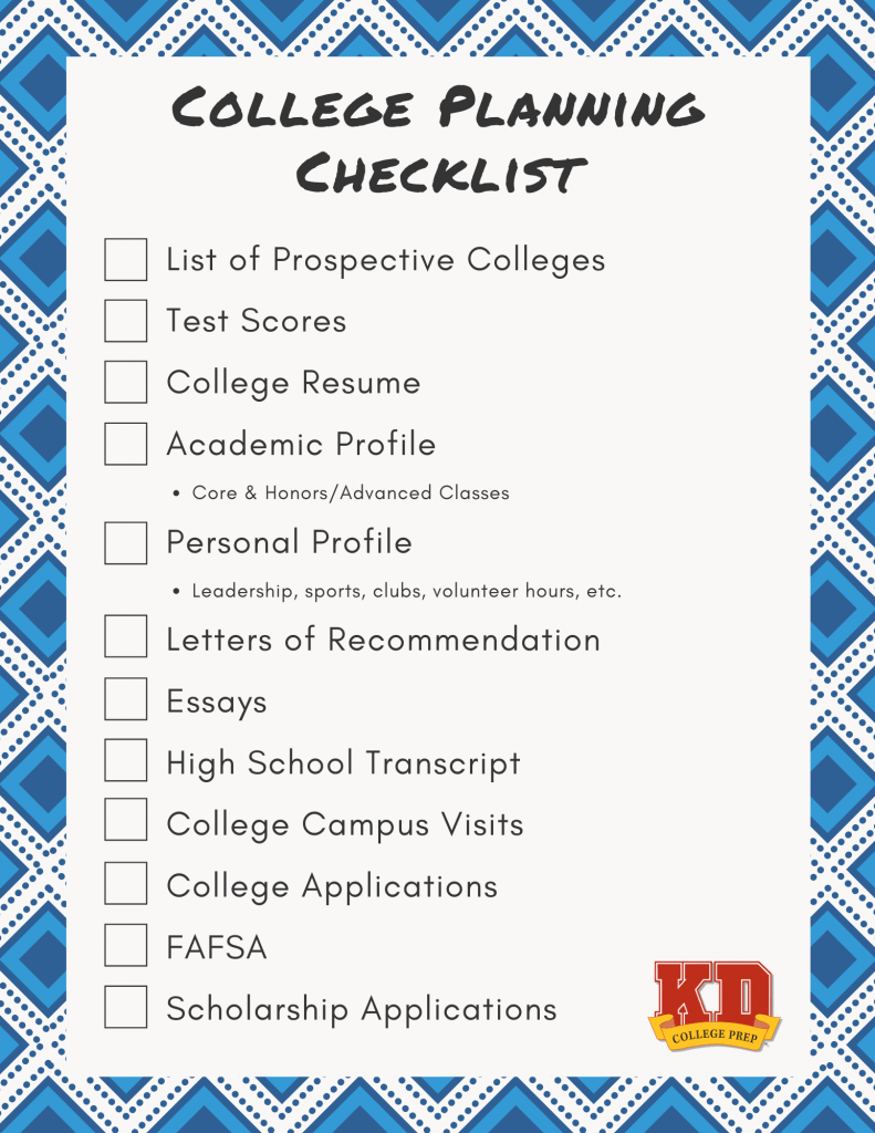 2020 college planning checklist