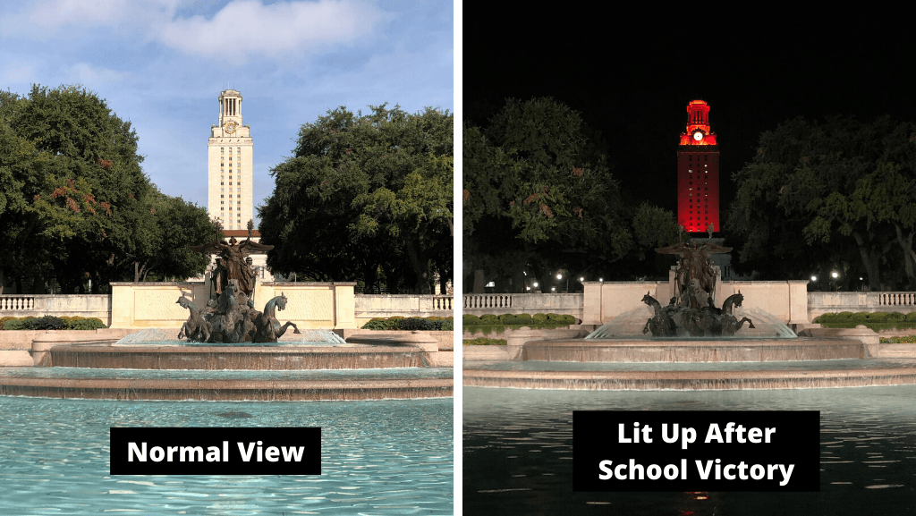 ut tower lit up